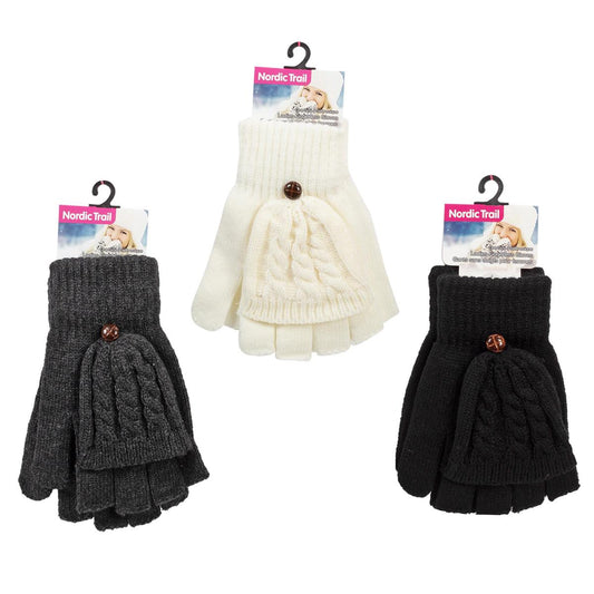 Nordic T. Ladies Fingerless Gloves 3/C, One Size, header card, j-hook