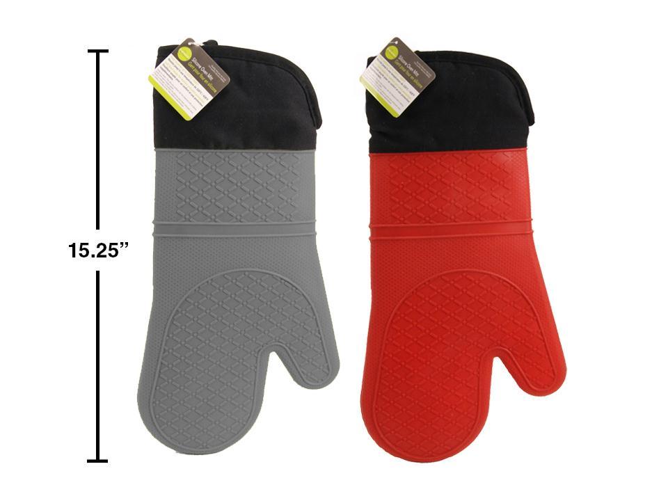 L.G. 15" x 7.3" Silicone Oven Mitt 2 colours, hangtag