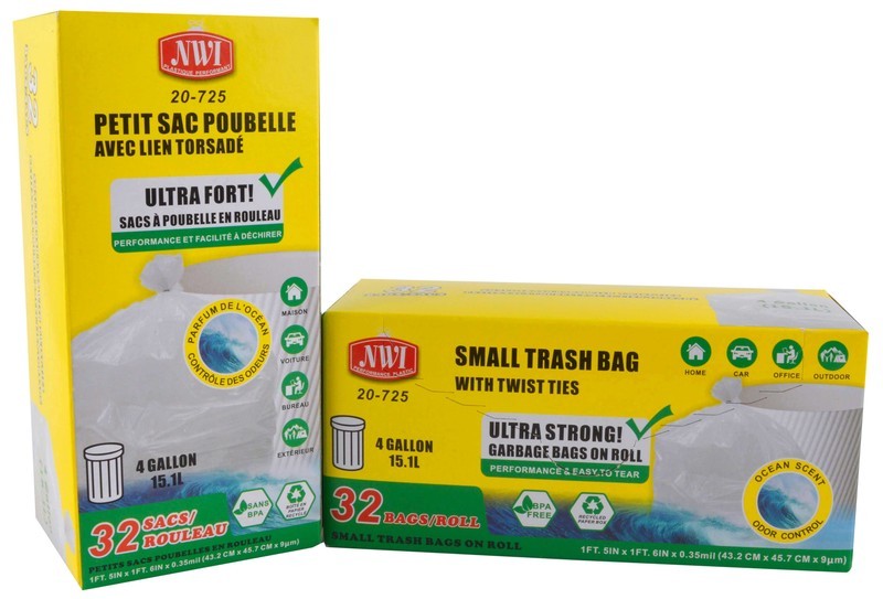 32pk - 4Gallon Small Trash Bag w. Twist Ties - Wh