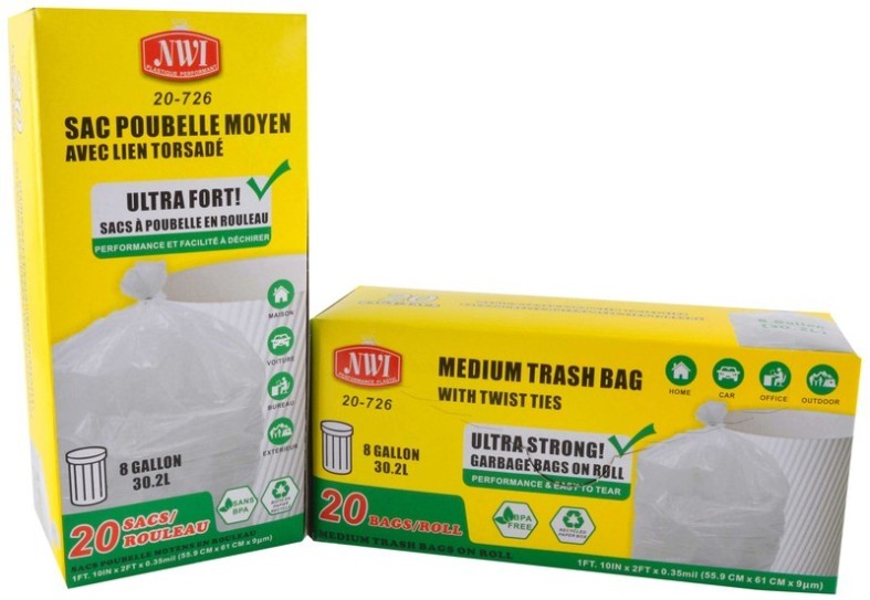 20pk - 20Gallon Medium Trash Bag w. Twist Ties- Wh