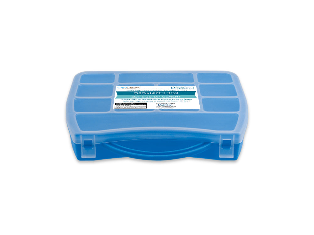 Craft/Bead Storage: 9.8"x7.3"x1.6" Organizer Box 12-Comp w/Snap Lid