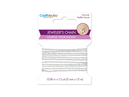 Jewelry Findings: 2mm x 1.2m Jeweler's Chain A) Silver