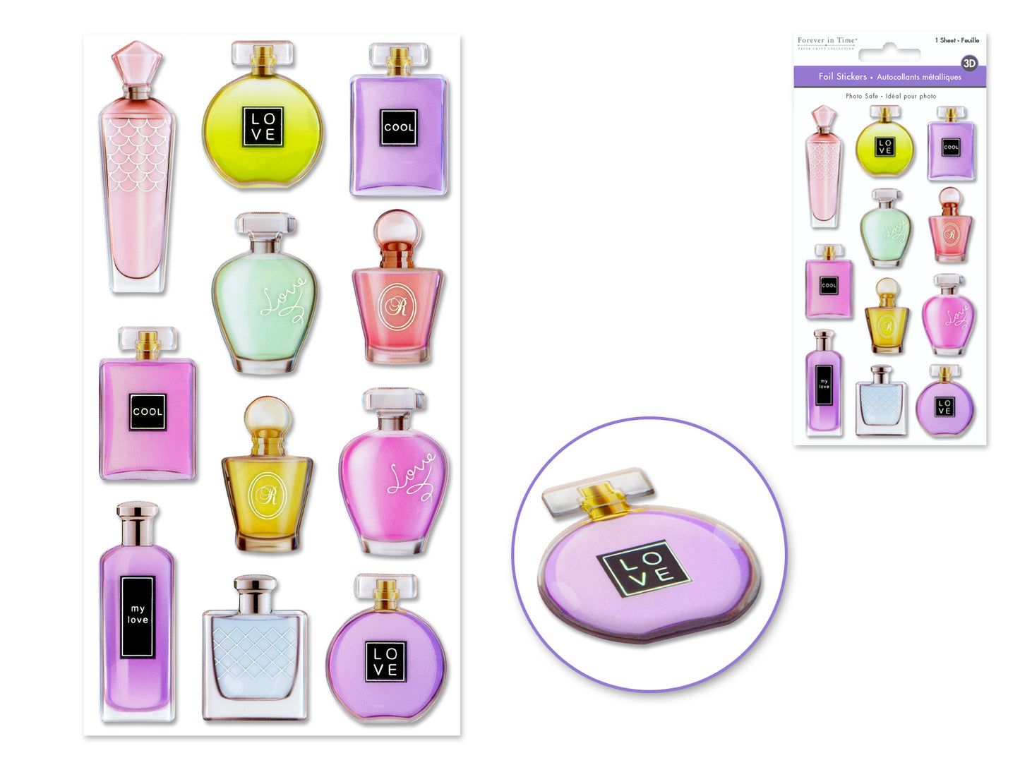 Paper Craft Sticker: 3.8"x6.9" 3D Foil Ombre E) Perfume