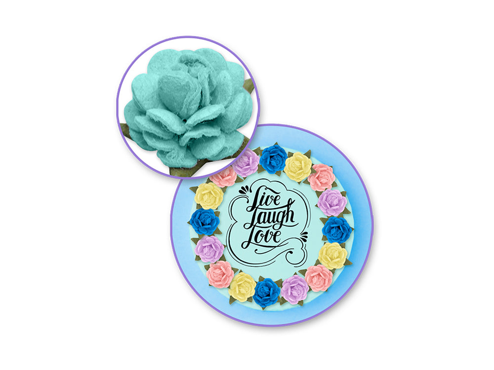 Floral Embellish: 1.5cm 3D Handmade Paper Micro Roses 16pc w/Stem Asst D) Paradise