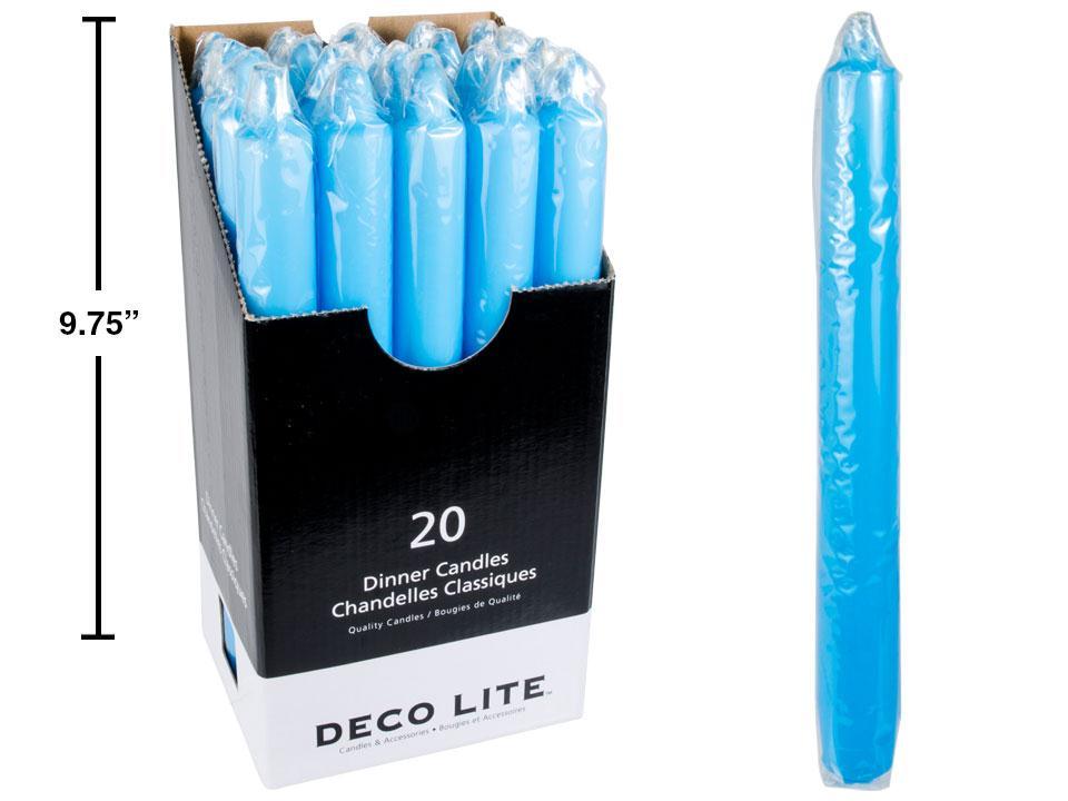 Deco Lite 10" Dinner Candle,  Light Blue, 20/dsp, cello wrapped