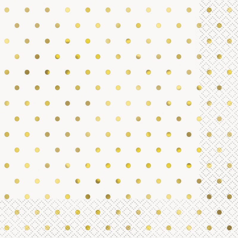 Elegant Gold Foil Dots Luncheon Napkins  16ct - Foil Stamping
