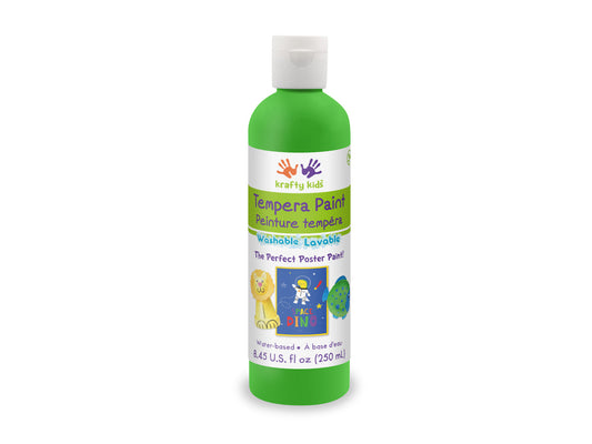 Krafty Kids Paint: 250ml Tempera (8.45oz) D) Neon Green