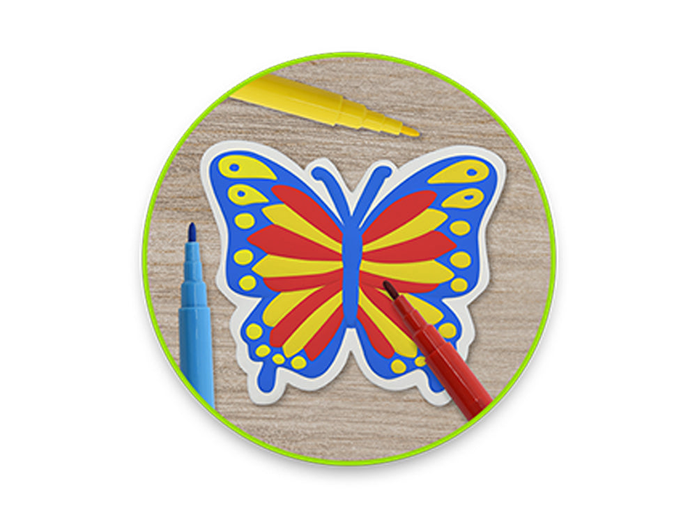 Krafty Kids Kit: 2.75" DIY Plaster Medallion Coloring Kit w/3 Markers D) Butterfly