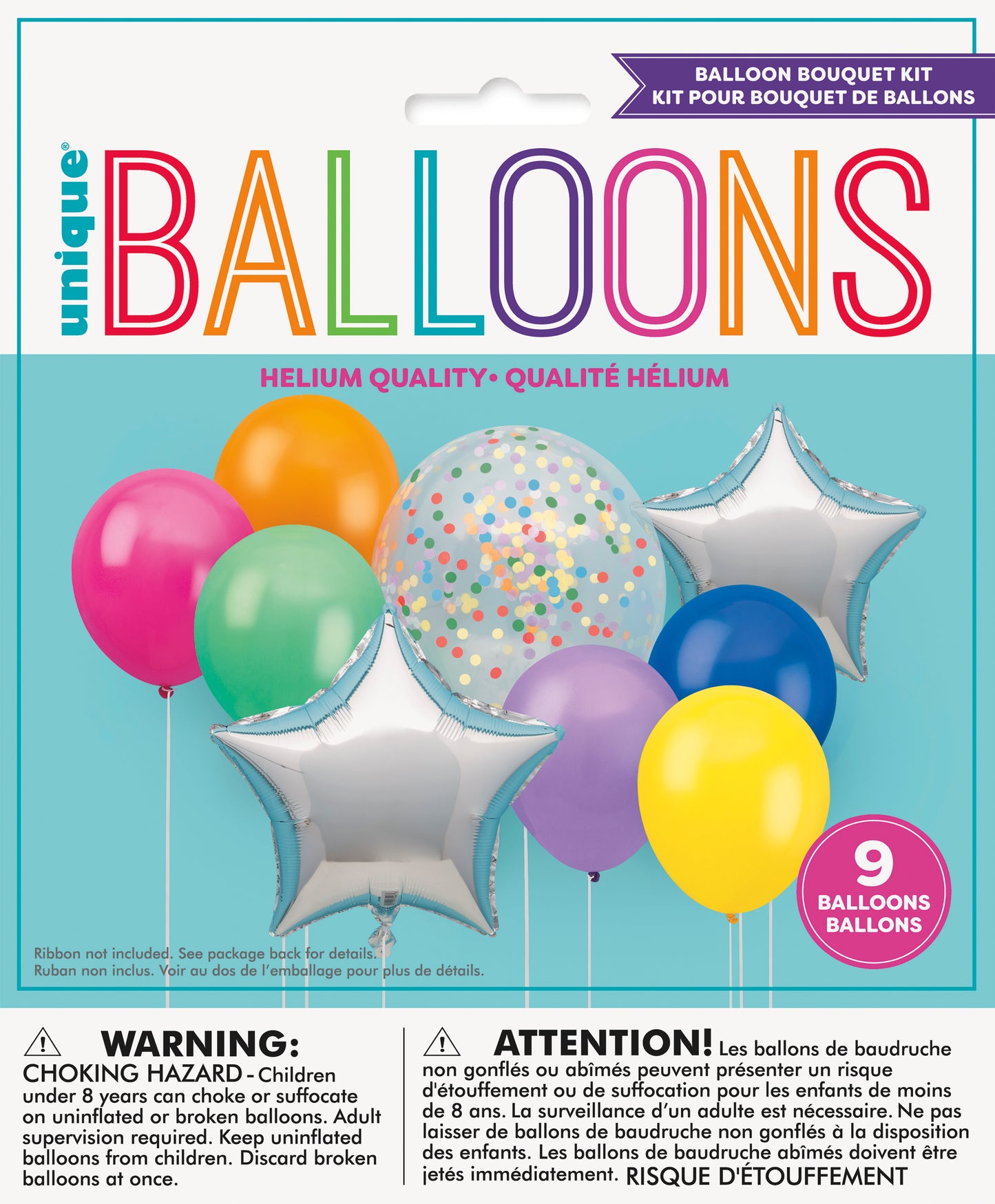 Bouquet Kit - Foil Colorful Star -  Latex Balloon  - 9pc