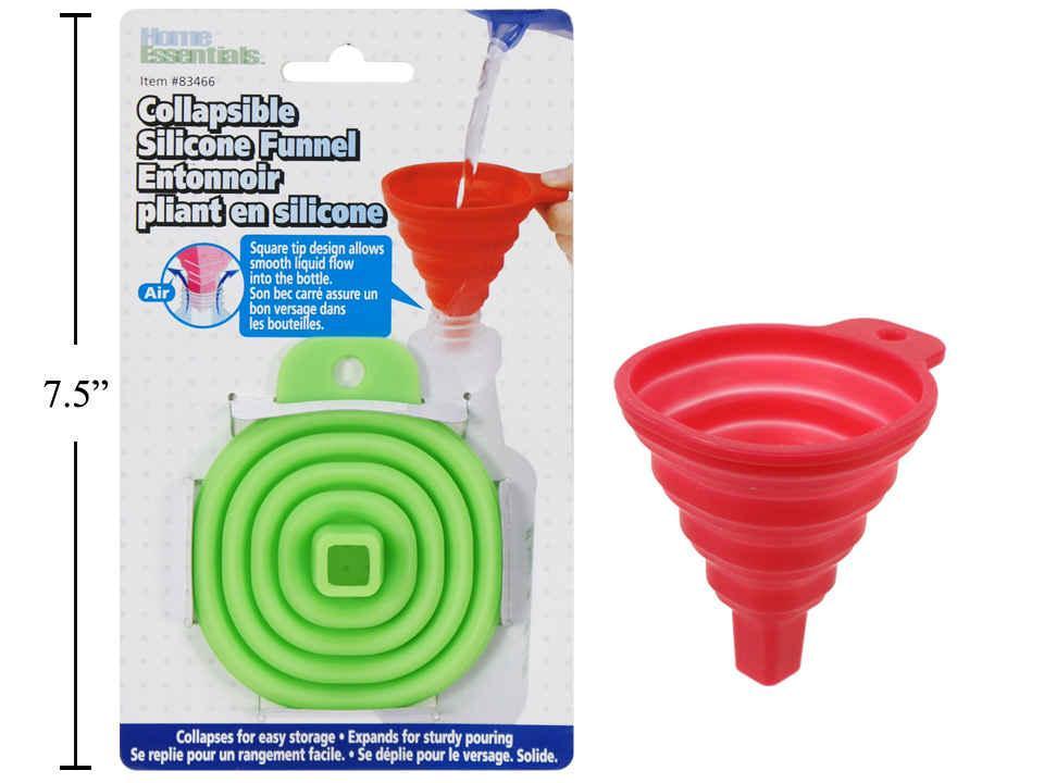 H.E., Collapsible Silicone Funnel, 2 col., poly bag w/insert card