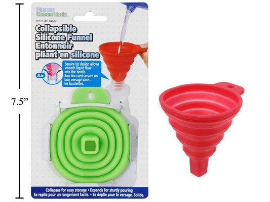H.E., Collapsible Silicone Funnel, 2 col., poly bag w/insert card