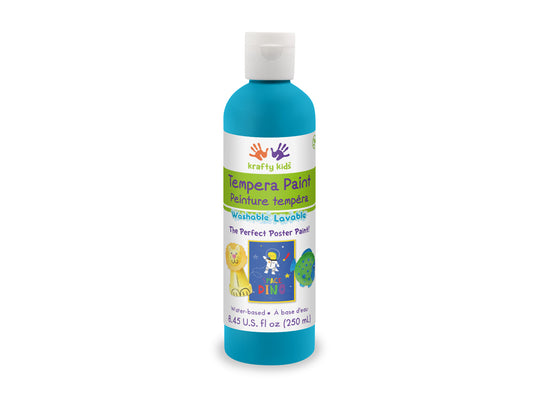 Krafty Kids Paint: 250ml Tempera (8.45oz) J) Neon Blue