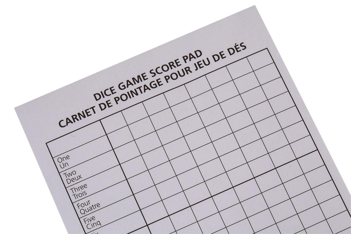 Dice Game Score Pad, J-Hook (P896714)