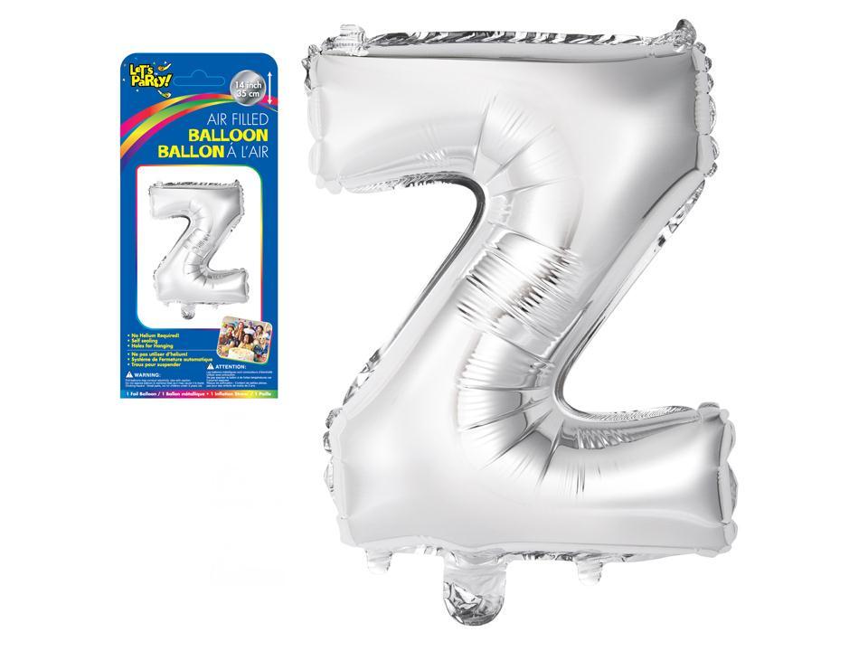 Let's Party "Z" Silver Air Filled Balloon, 14"