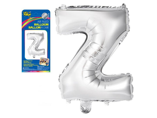 Let's Party "Z" Silver Air Filled Balloon, 14"