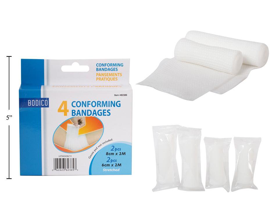 Bodico 4-pc Conforming Bandages,  2 pcs. @ 8cmx2m, 6cmx2m, cbx