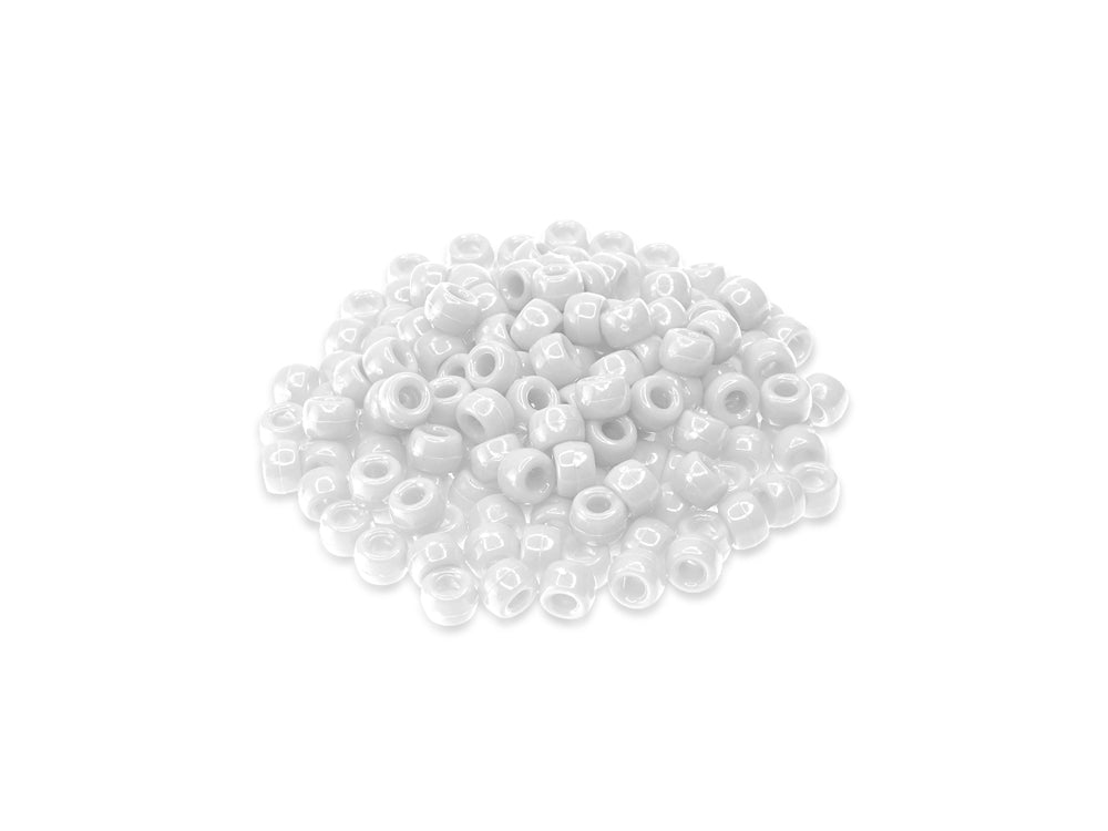 Pony Beads: 9mmx6mm Barrel Standard x175 C) White