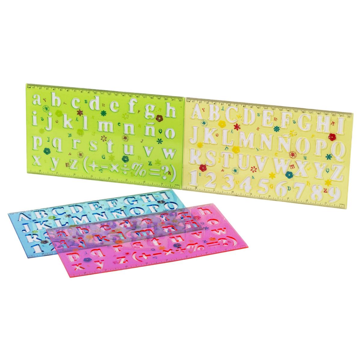 O.WKs. 2-Pc 5/8 & 7/8" Letter Stencil, 4 Colour, pbh FN96614)