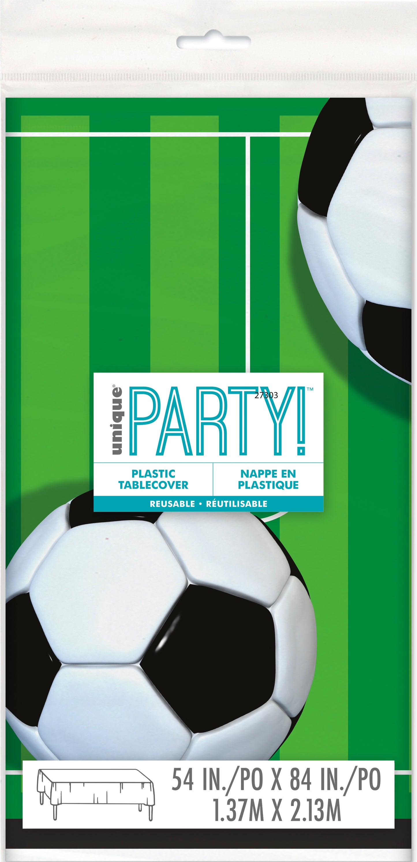 3D Soccer Theme Plastic Table Cover – 54 x 84 Inch