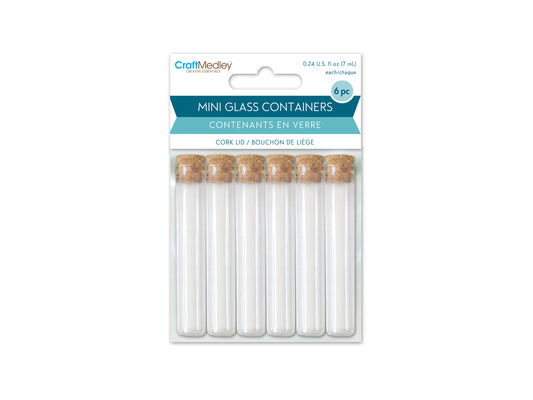 Glass Vials: 12mmx75mm Mini w/Cork Lid x6