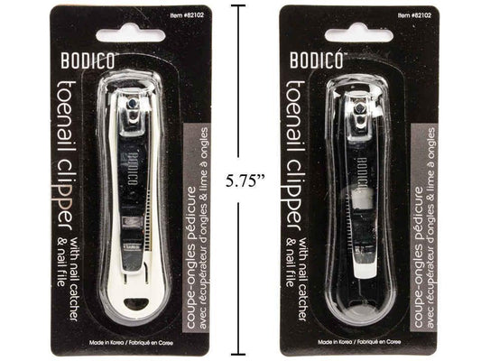 Bodico Toe Nail Clipper w/ Catcher, 82mm, 2col: blk&wht, b/c