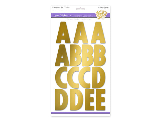 Paper Craft Sticker: 3" Letters 6 Sheets B) Large Caps Gold Metallic