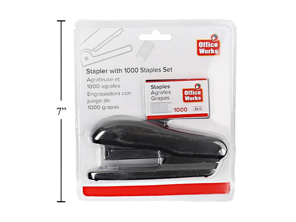 O.WKs. 26/6 Stapler+1000 Staples Set, BLK, clam pack