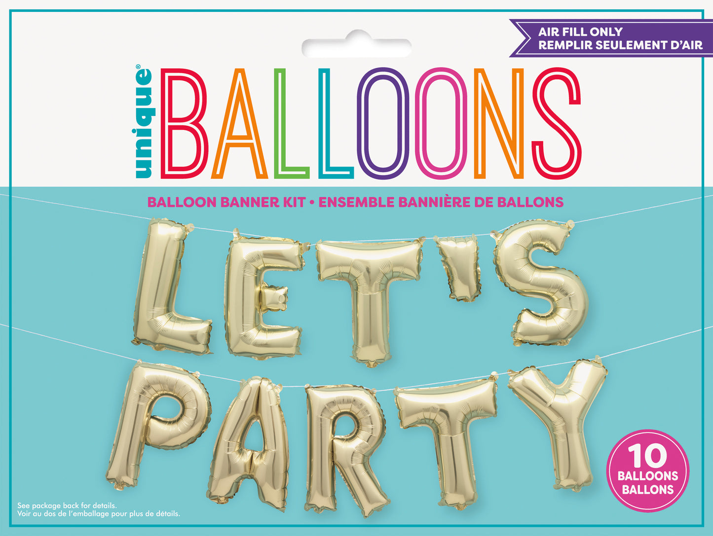 Foil Balloon 14"-Gold "Let's Party" Letter Balloon Banner Kit