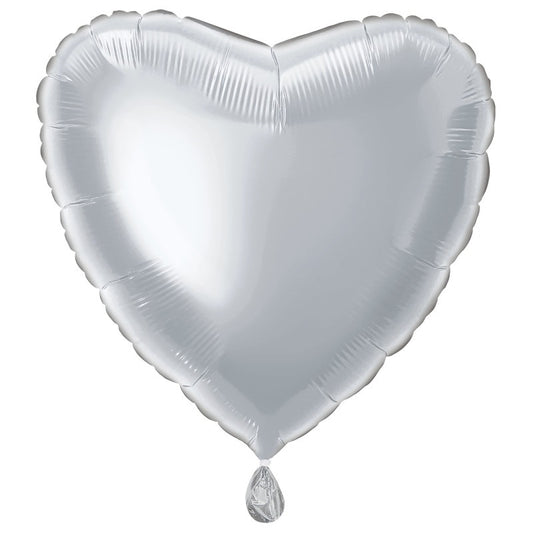 Solid Heart Foil Balloon 18"  Packaged - Silver