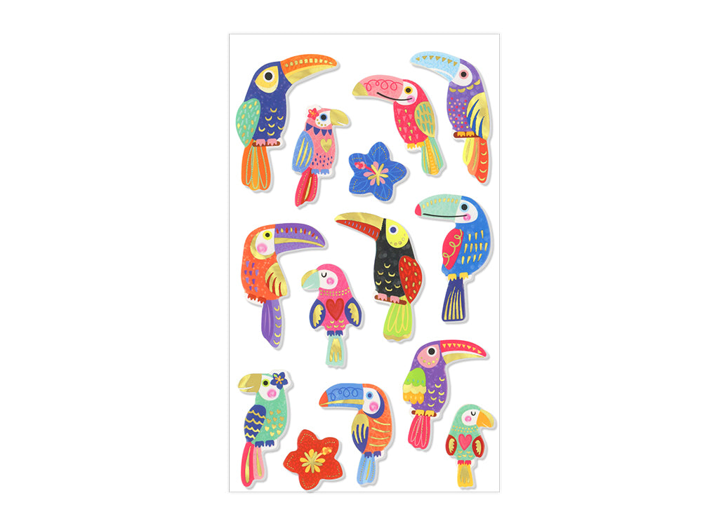 Paper Craft Sticker: 3.9"x6.3" 3D Foil Soft-Touch Themed C) Toucan