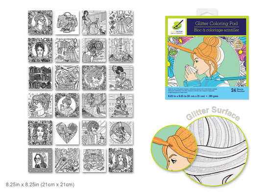 Color Factory: Glitter Coloring Pad 8.25"X8.25" 180Gsm 24Sht K) Glamorous