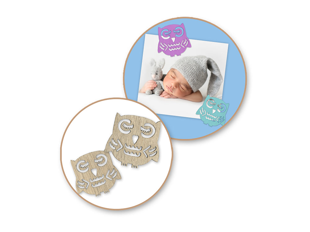 Wood Craft: 3cm+4cm Laser-Cut Ornate Wood Shapes 24pc D) Owl