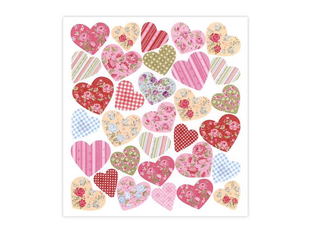 Paper Craft Stickers: 6"x6.5" Dazzle Effects J) Patterned Hearts