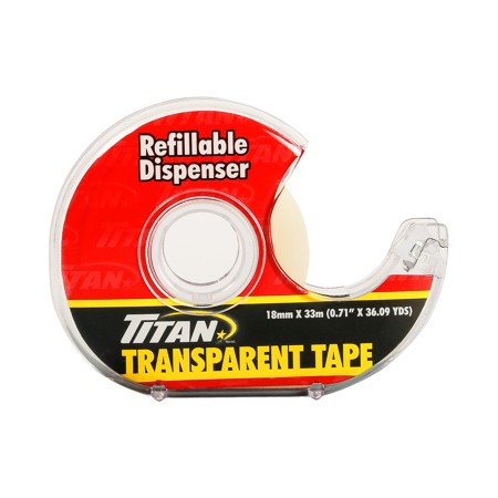 TITAN TRANSPARENT TAPE IN DISPENSER 18mm x 33m