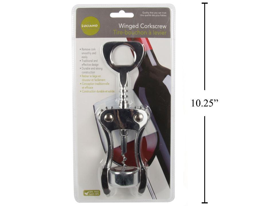 L.Gourmet Wine Winged Corkscrew, Zinc Alloy, clam shell (CP)