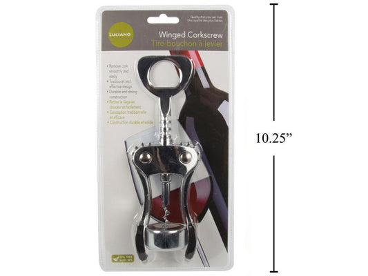 L.Gourmet Wine Winged Corkscrew, Zinc Alloy, clam shell (CP)