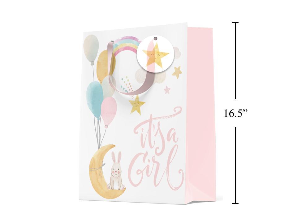Paper T. Gift Bag, Jumbo, It's A Girl, Matte/HS,