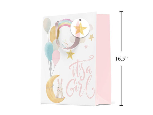 Paper T. Gift Bag, Jumbo, It's A Girl, Matte/HS,