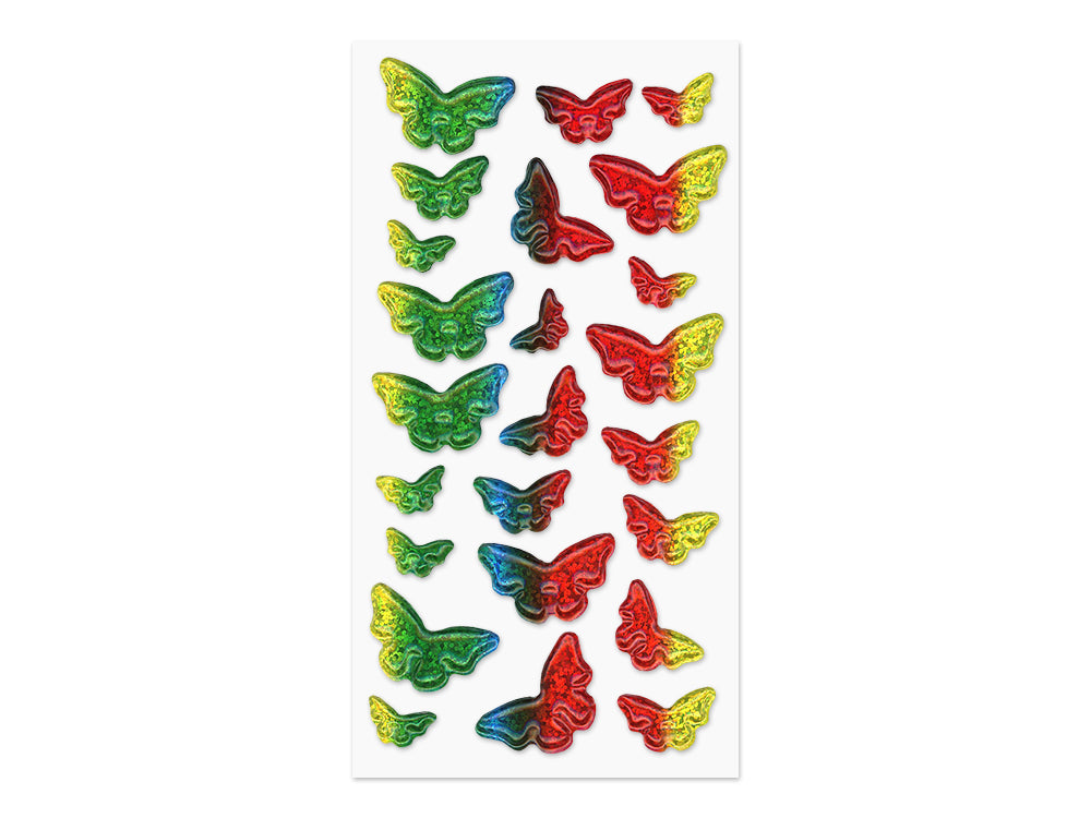 Paper Craft Sticker: 3.7"x6.9" 3D Pop-Up Foil Rainbow Effects A) Butterfly