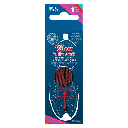 39" ROUND ELASTIC-GLOW IN THE DARK SHOE LACES-RED