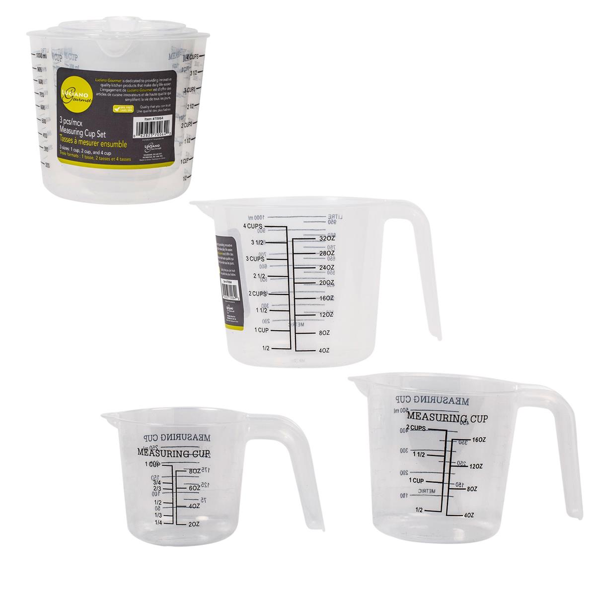 L.Gourmet  3-pc Measuring Cup Set,  (1/2/4 Cup), colour label