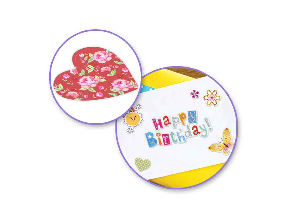 Paper Craft Stickers: 6"x6.5" Dazzle Effects J) Patterned Hearts