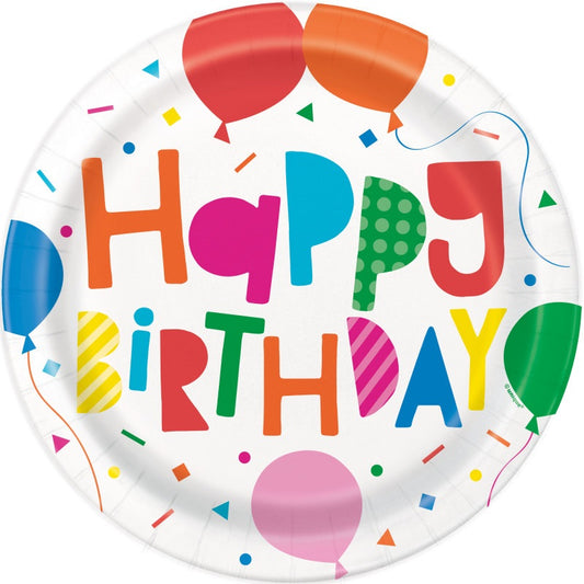 Colorful Balloons Round 9" Dinner Plates  8ct