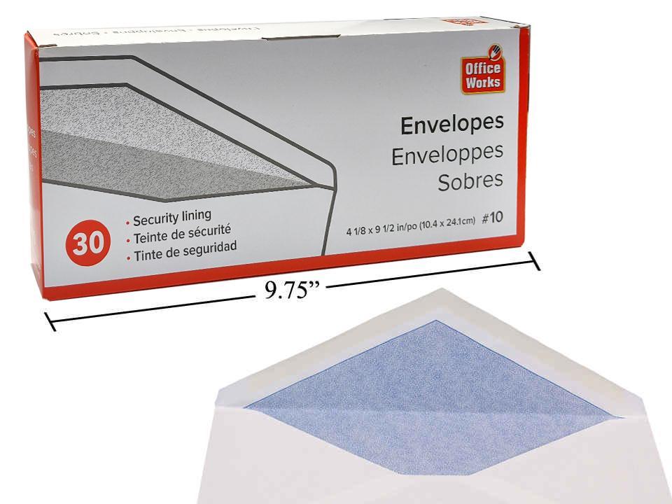 O.WKs. 30-pc #10 Security Envelopes Boxed (VB37120)