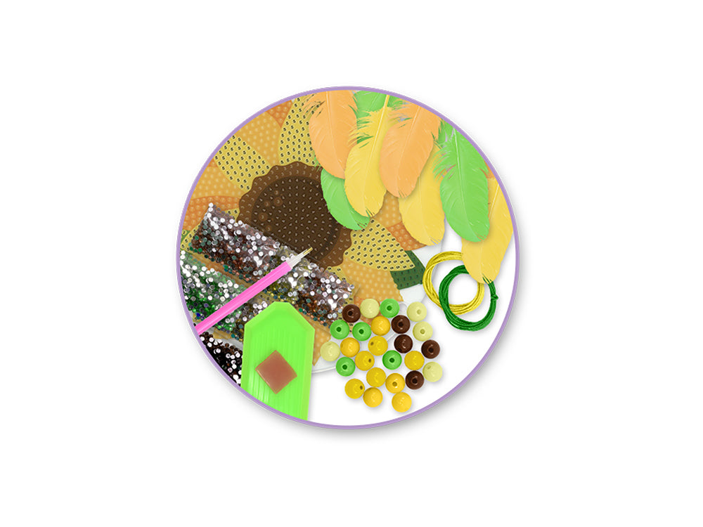 Craft Medley Kit: DIY Diamond Painting Dream Catcher Kit D) Sunflower