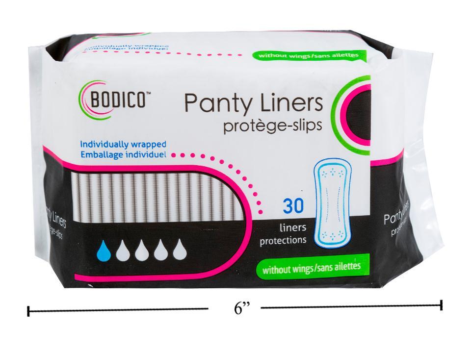Bodico Panty Liner w/o Wings, 30pc/ bag, ind-wrapped, 15.5x6.8cm