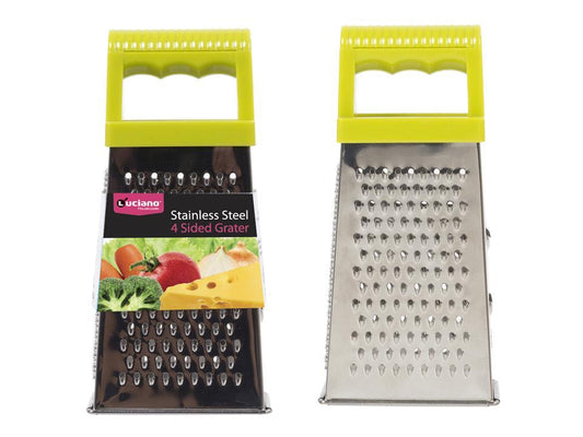 Luciano 7.25"H 4-Sided Grater, Stainless Steel, col. Sleeve