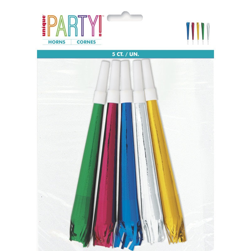 Foil Party Horns  5ct