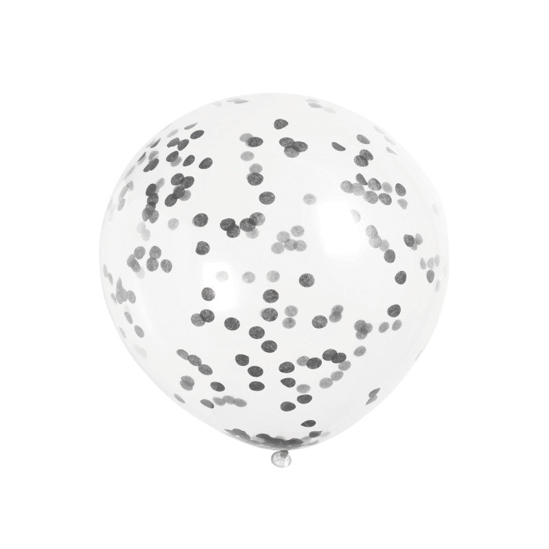Clear Latex Balloons with Black Confetti 12"  6ct - Pre-Filled