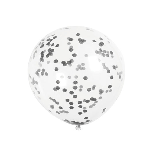 Clear Latex Balloons with Black Confetti 12"  6ct - Pre-Filled